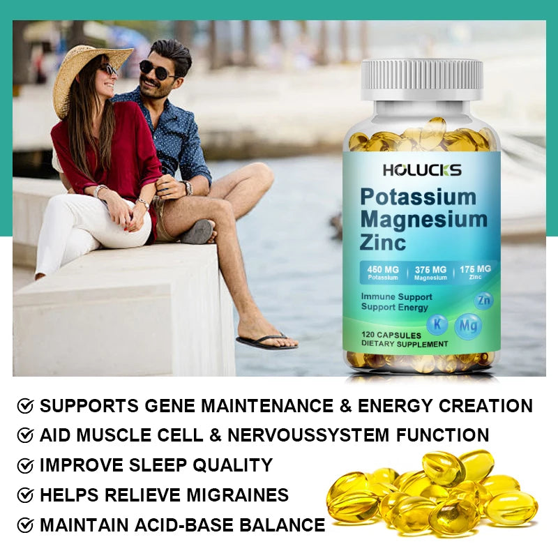 Potassium Magnesium Supplement 1000mg, Relieve Leg Cramps, Improve Muscle, Bone and Heart Health, Regulate Sleep