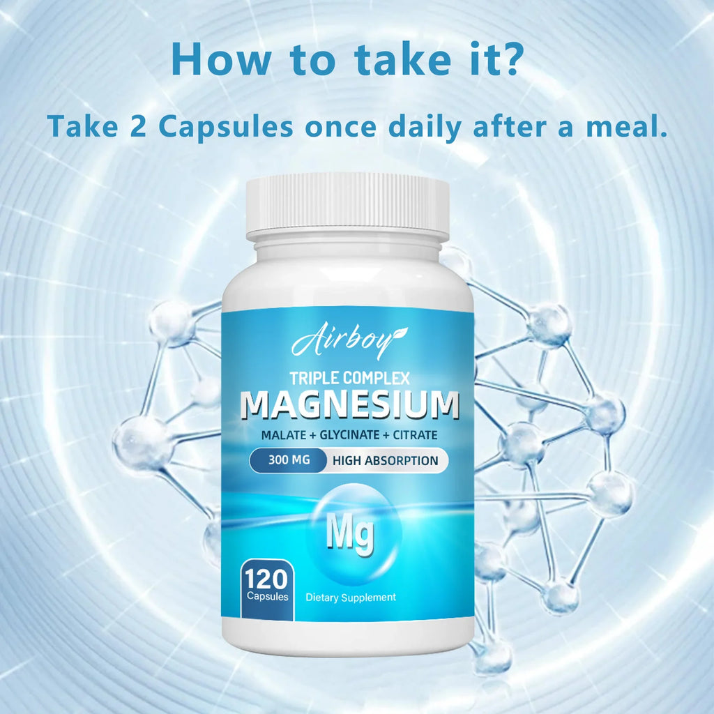 Triple Magnesium Complex - Bone, Muscle & Heart Health Supplement  - 120 Capsules