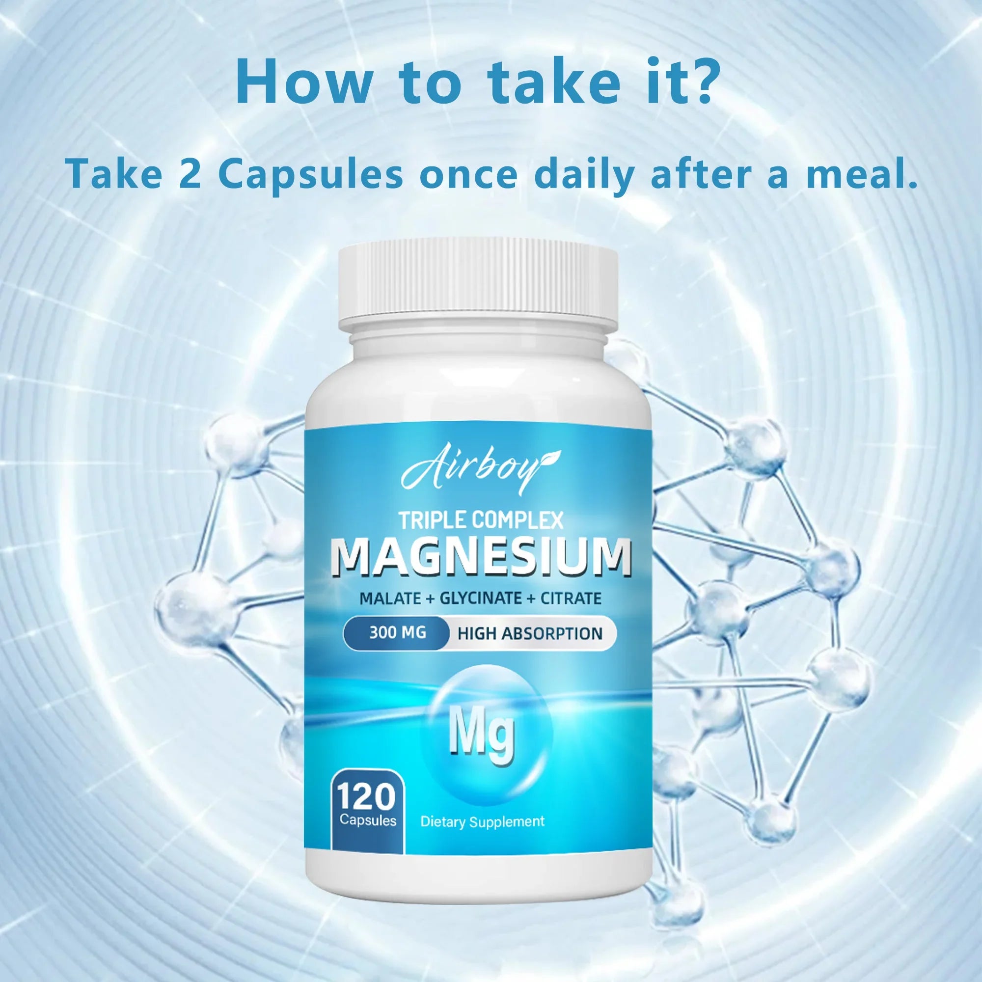 Triple Magnesium Complex - Bone, Muscle & Heart Health Supplement  - 120 Capsules