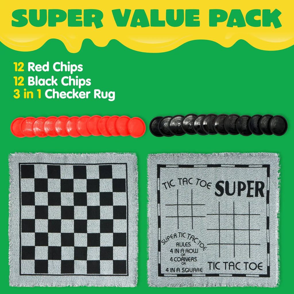 3-in-1 Vintage Giant Checkers Tic Tac Toe Game