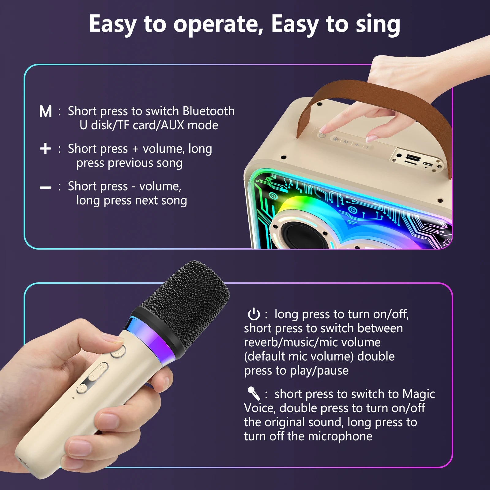 Kids Karaoke Machine, Mini Bluetooth Speaker with Microphone for Singing Home Party
