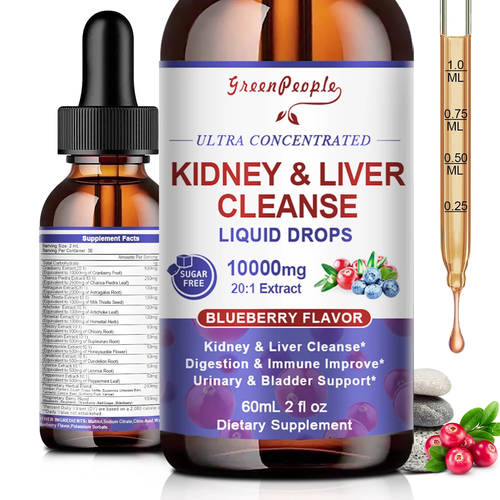 Kidney and Liver Cleanse Detox & Repair Drops with Milk Thistle, Kidney Support Supplement for Urinary Tract & Liver Support