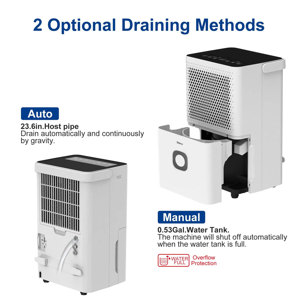 Dehumidifier for Home and Basements, 1500 Sq.Ft with Drain Hose, Auto or Manual Drainage