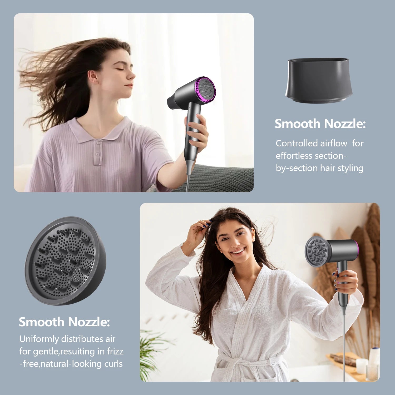Professional Hair Dryer with Diffuser, 1875W Blow Dryer Ionic Hair Dryer