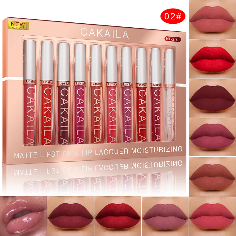 Matte Liquid Lipstick Lip Oil 10pc/set, Waterproof Velvet Lip Gloss Long Lasting