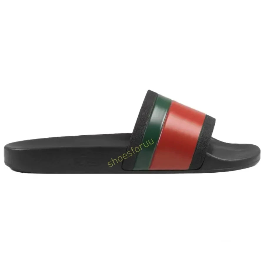 Designer Slippers Fashion Flat Slides Mens Womens claquettes Rubber Slide Sandal Black White Blooms Floral Flat Gear
