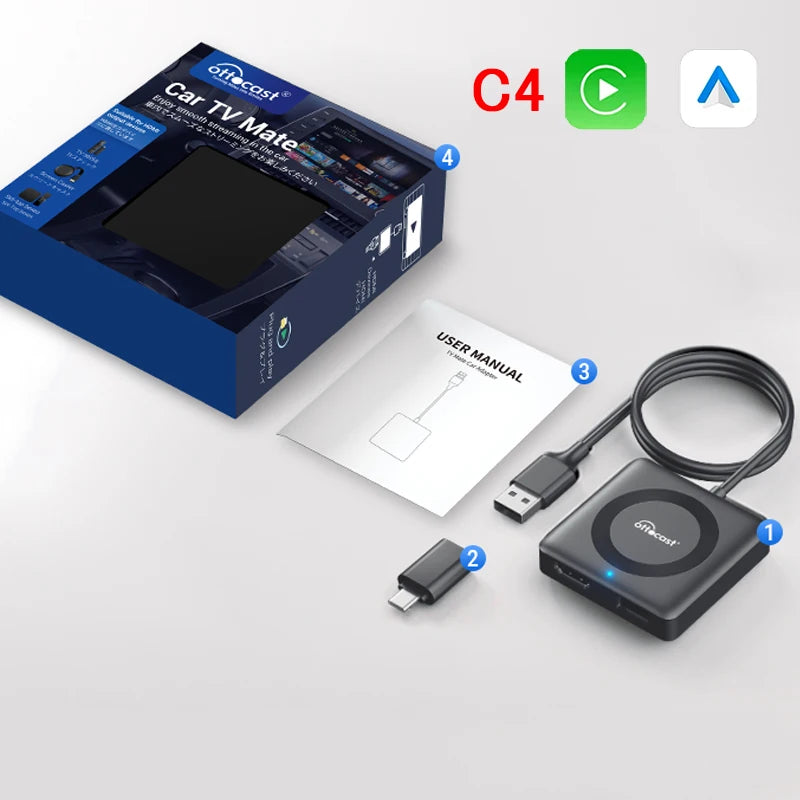 Car TV Mate Wired to Wireless CarPlay Adapter Android Auto HDMI Multimedia Video Converter