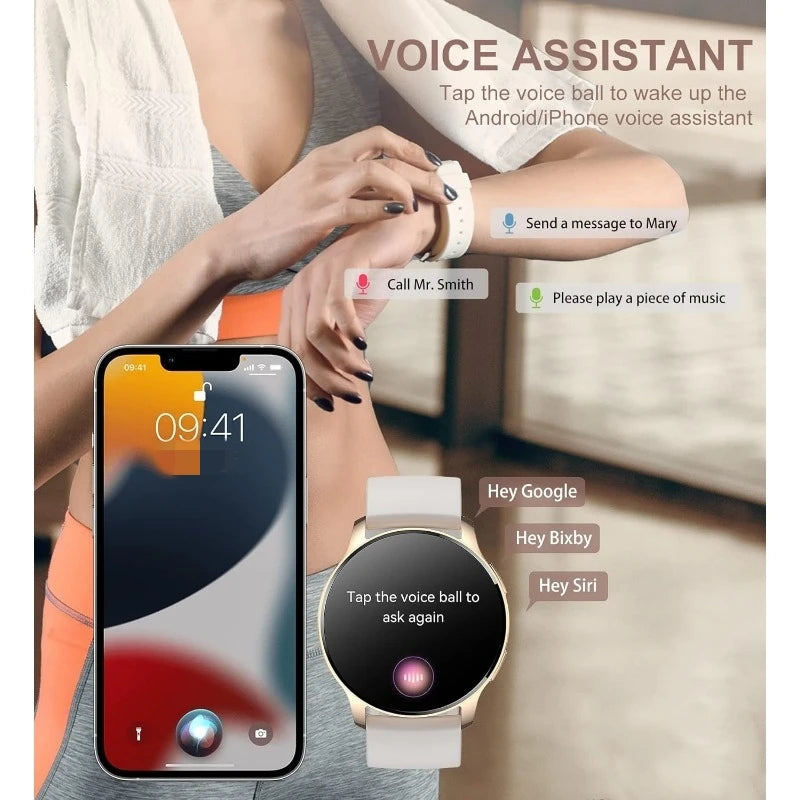 Smart Watch, Fitness Tracker for Android and iOS Phones Waterproof Smartwatch with 1.32" HD Full
