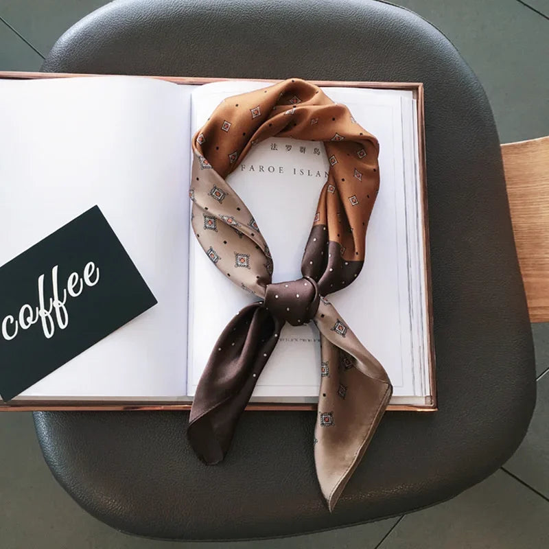Soft Satin Hair Scarves Fashion Square Printed Headscarf