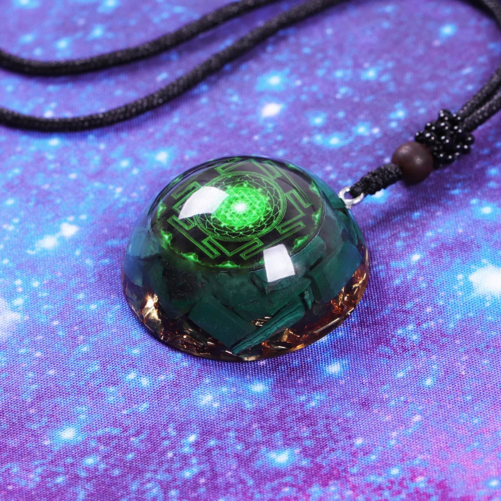 Orgonite Pendant Malachite Energy Necklace