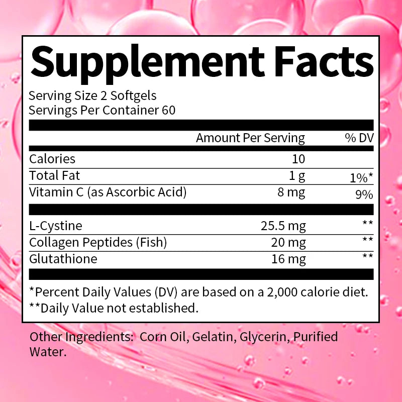 Collagen Glutathione Capsules Skin Whitening Supplement Antioxidant Support Liver Detoxification Improvement Skin Slack