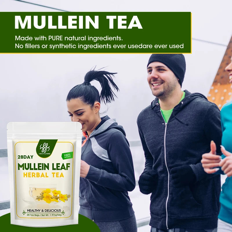 Mullein Leaf Tea, Mullein Tea Bags for Lung Cleanse, Respiratory Support, Herbal Tea Caffeine Free, Non-GMO