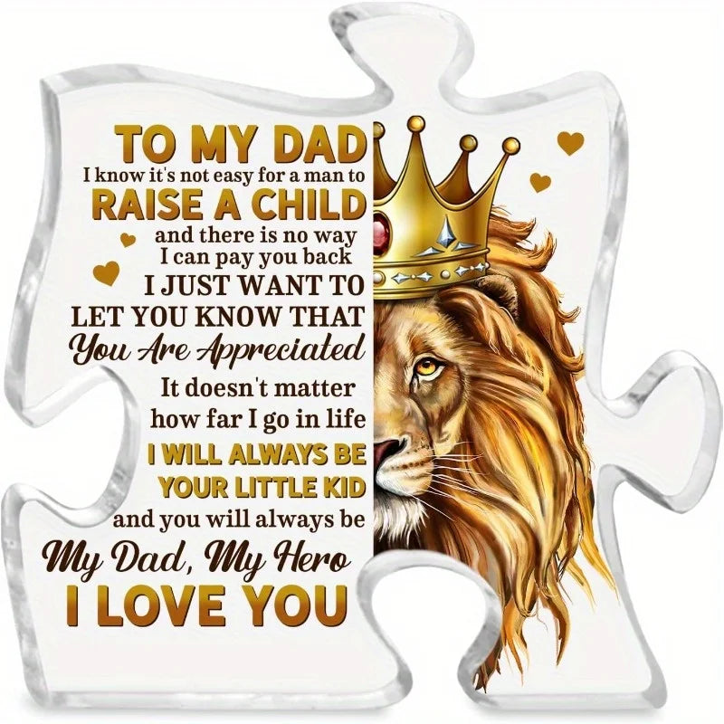 Personalized Dad Keepsake: Puzzle Acrylic Sign (Daughter/Son)