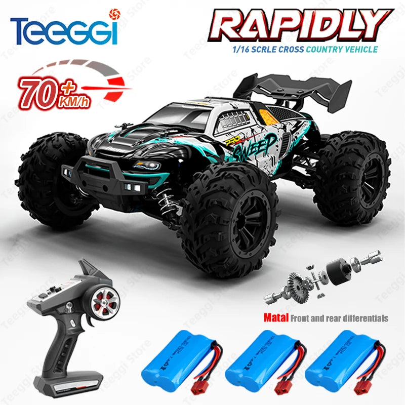 PRO 1:16 High Speed RC Car With LED Light Drift 70KM/H 4WD RC Off-Road Car Monster Truck