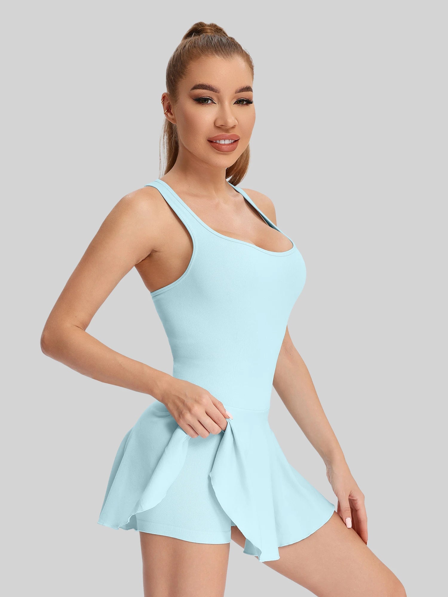 Halter Neck Collar Tennis Dress, Sport Skort