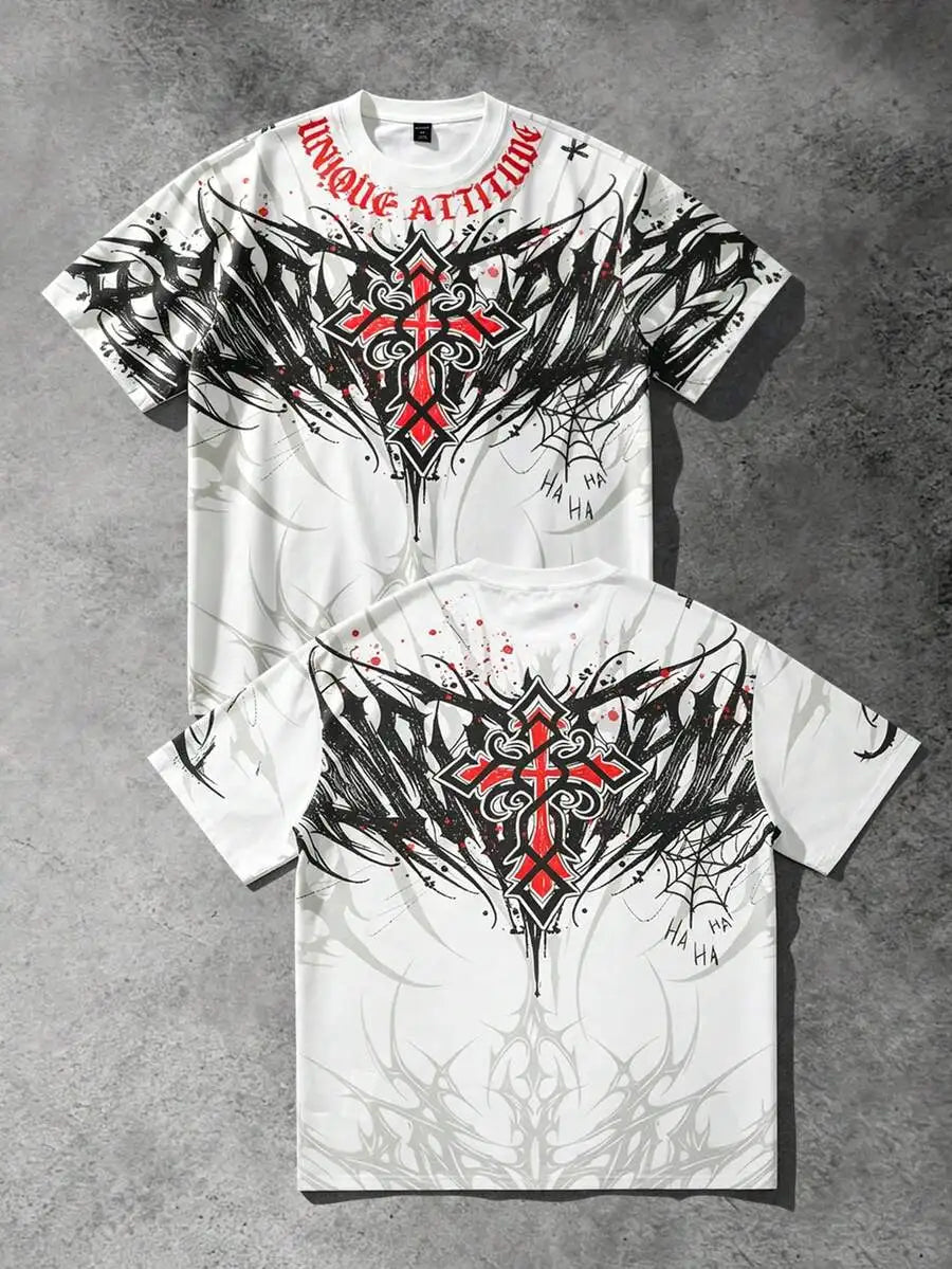 2026 Men's Casual Fashionable Printed T-Shirt, Round Neck Short Sleeve Top, Spring/Summer New Arrival