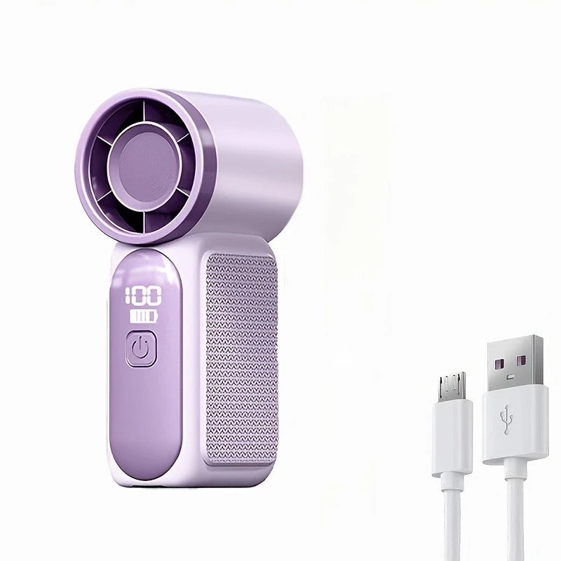 High-Speed Mini Handheld Small Fan, 100-Speed Small Wind Cannon USB Charging Battery Life Turbine