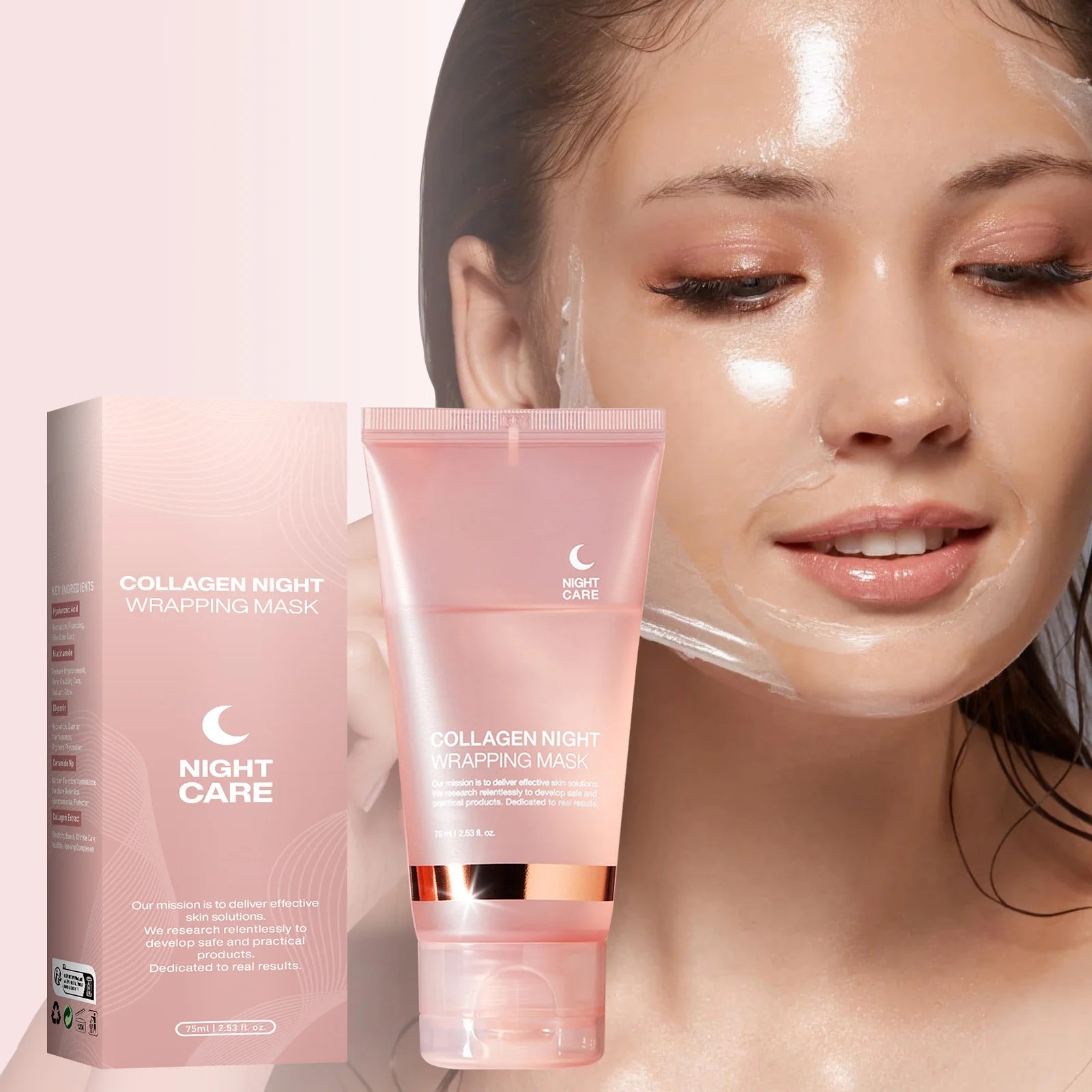 Face Mask Collagen Night Wrapping Mask Elasticity Hydration Reduces Sagging Dullness  75ml