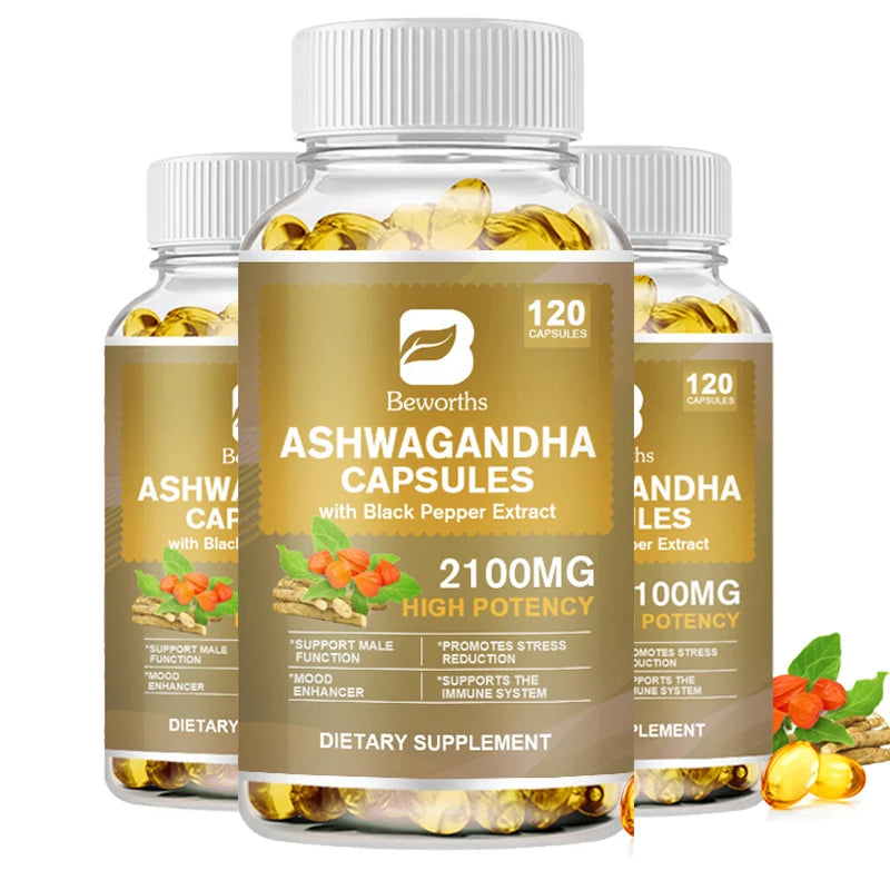 Ashwagandha Root Extract Capsule Help Sleep Improve Sleep Quality Calm Down Emotions Relieve Anxiety Mood Health