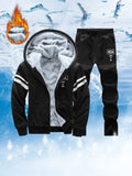Men's Casual Fleece-Lined Thickened Sports Suit Two-Piece Set