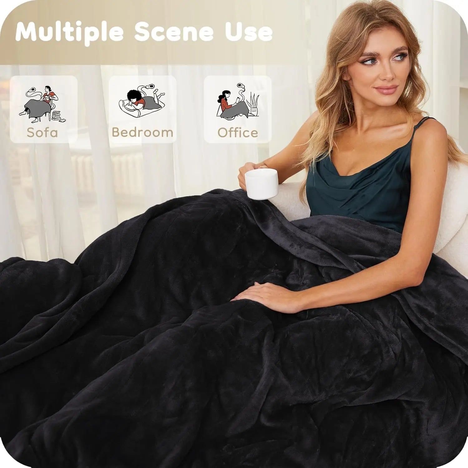 Full-Size Electric Heated Blanket, 72x84 Inches, Breathable Flannel with Over-Heat Protection, 4 Heat Levels & Auto Shut Off