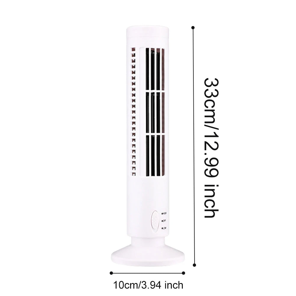 LED Tower Fan Bladeless Tower Fan 90 Degree Oscillating Quiet Portable USB Electric Desk Fan