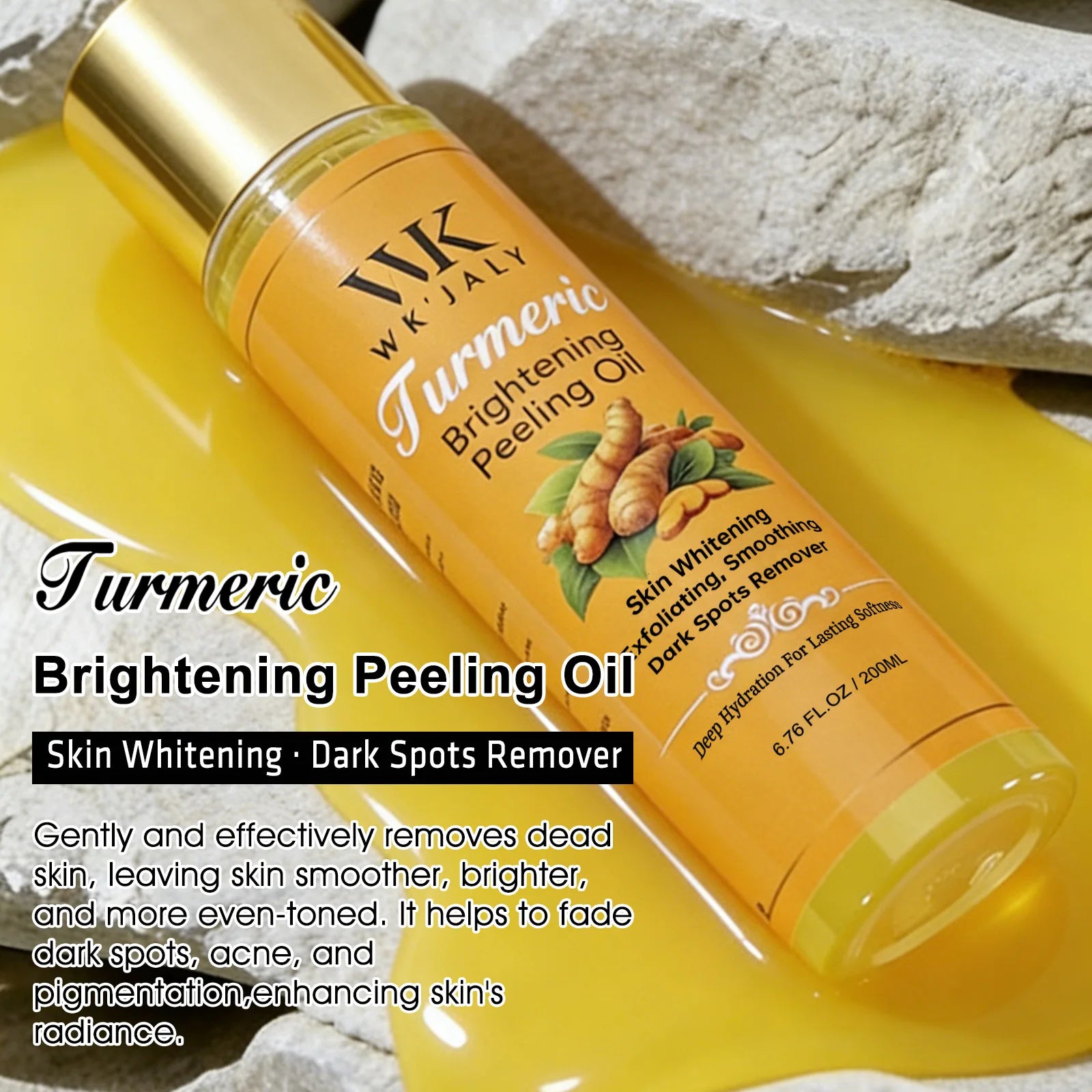 Turmeric Brightening Peeling Oil, Exfoliation, Remove Dark Spots, Whitening, For Face, Body, Hand, Feet, All Skin Types