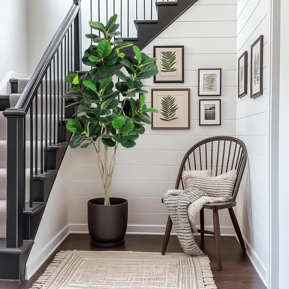 Artificial Tree Faux Fiddle Leaf Fig Tree 4/5/6ft Tall Ficus Tree Artificial