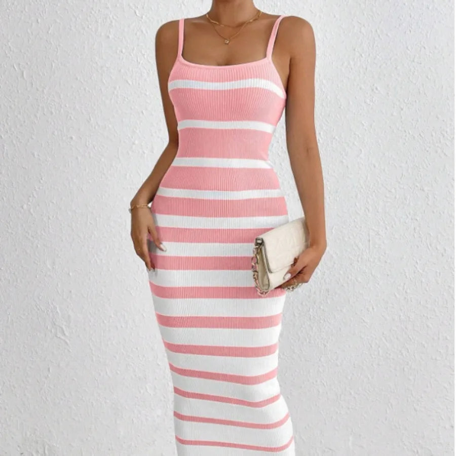 Striped Halls Bag Hip Dress Long Dress