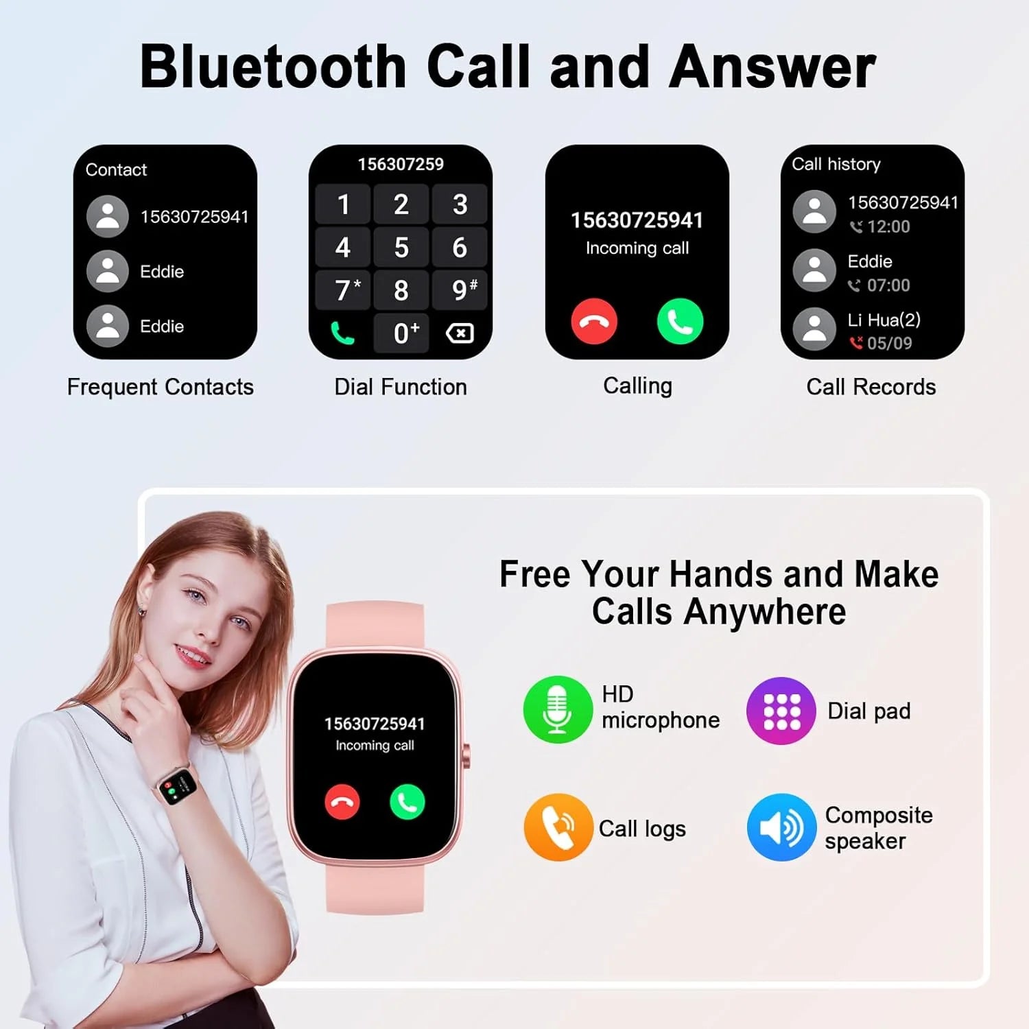 Smart Watch, 1.91" Smartwatch, IP68 Waterproof Fitness Tracker, 110+ Sport Modes