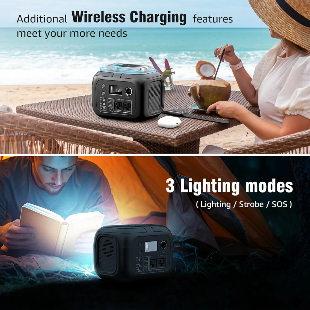 300W 260Wh Portable Power Station with Solar Panels 40W Solar Generator with AC Outlet 110V