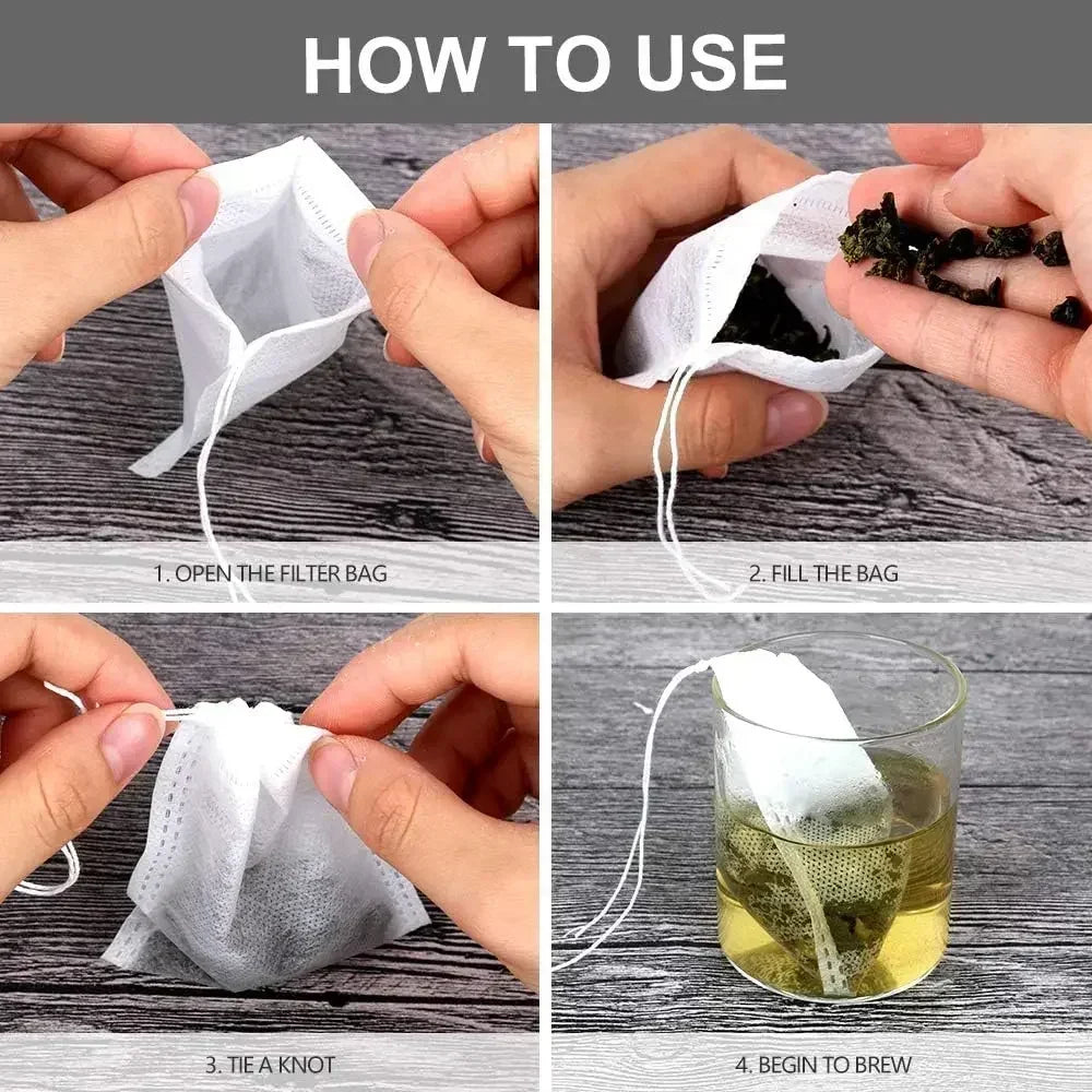 600/50PCS Disposable Tea Filter Bags Non-woven Fabric Teabags With String Kitchen Teaware Coffee Loose Tea Spice Bag