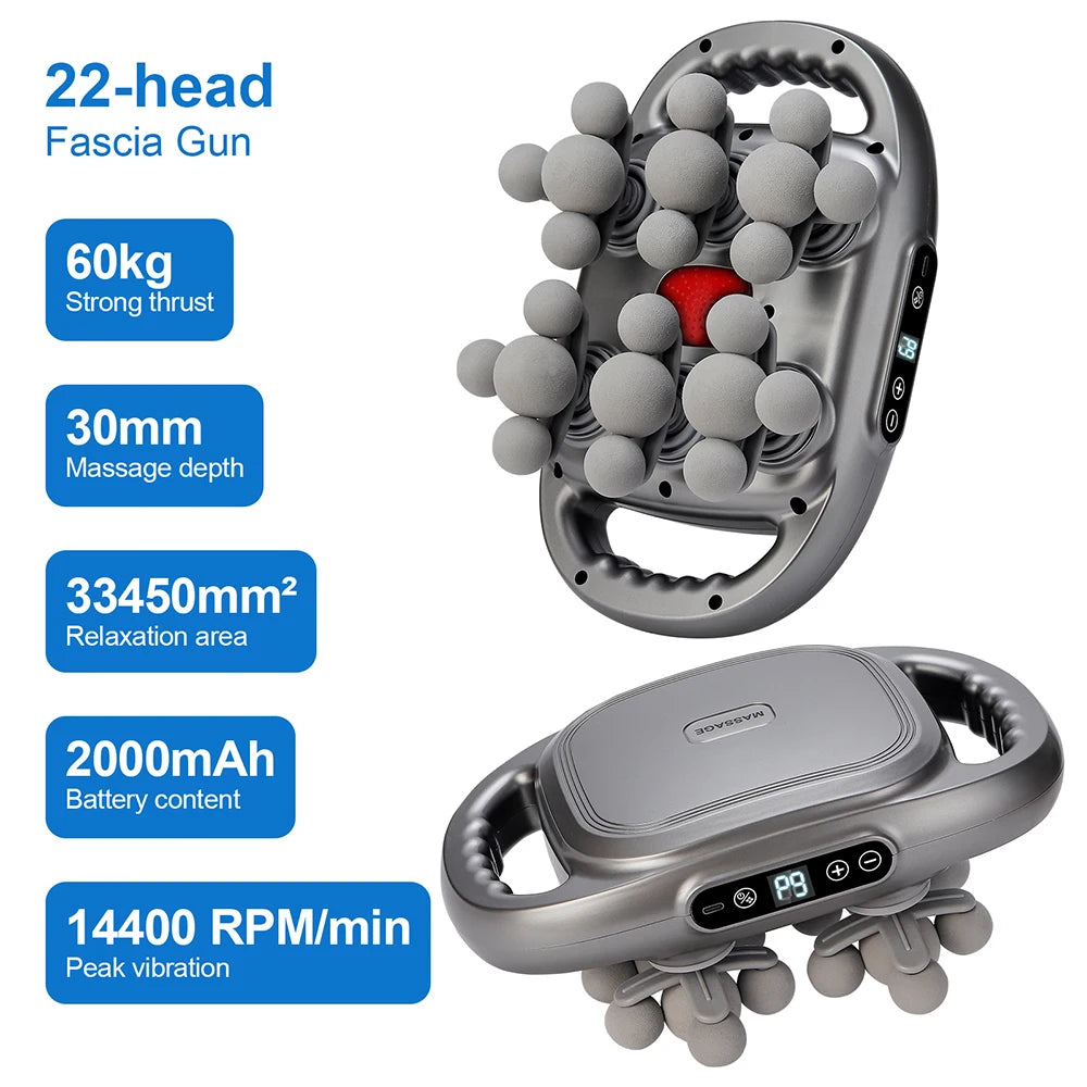 16-Head Fascia Gun High-Frequency Vibration Body Massage Gun Back