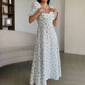 European And American Sexy Dopamine Outfit Elegant Puff Sleeve Floral French Dress