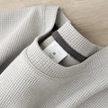 Waffle Short Sleeved T-shirt  Round Neck Half Sleeved Top Loose Casual Solid
