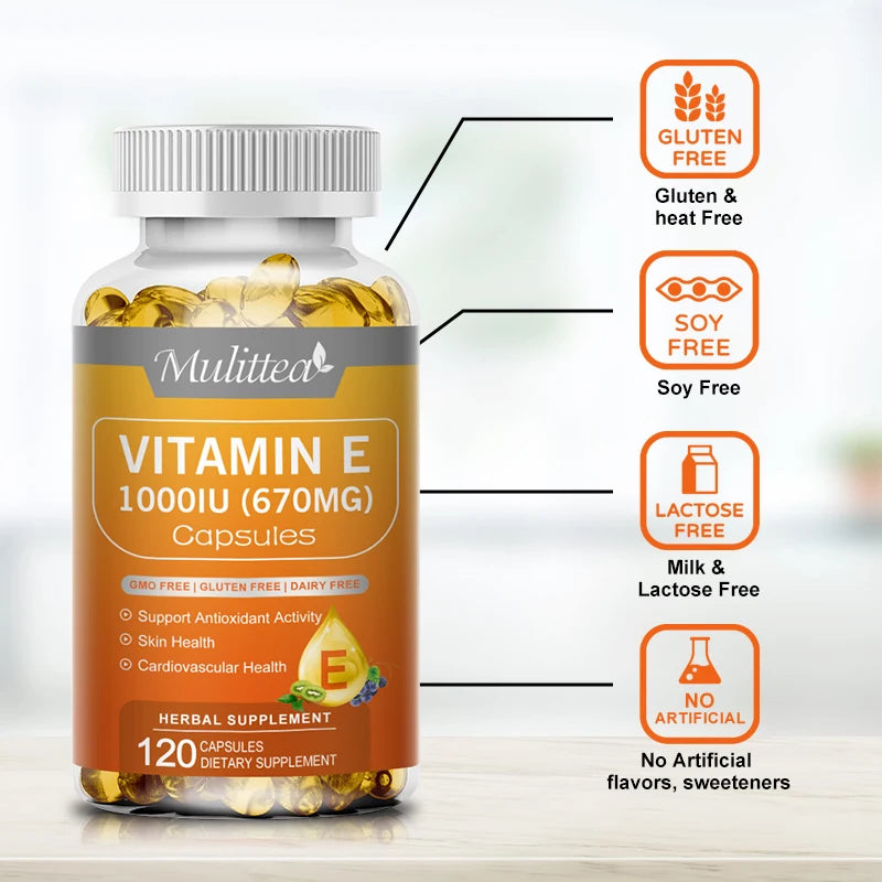 Vitamin E Capsules Helps Blood circulation  Antioxidant Brightens Skin Tone Daily Vitamin Supplement Beauty Health