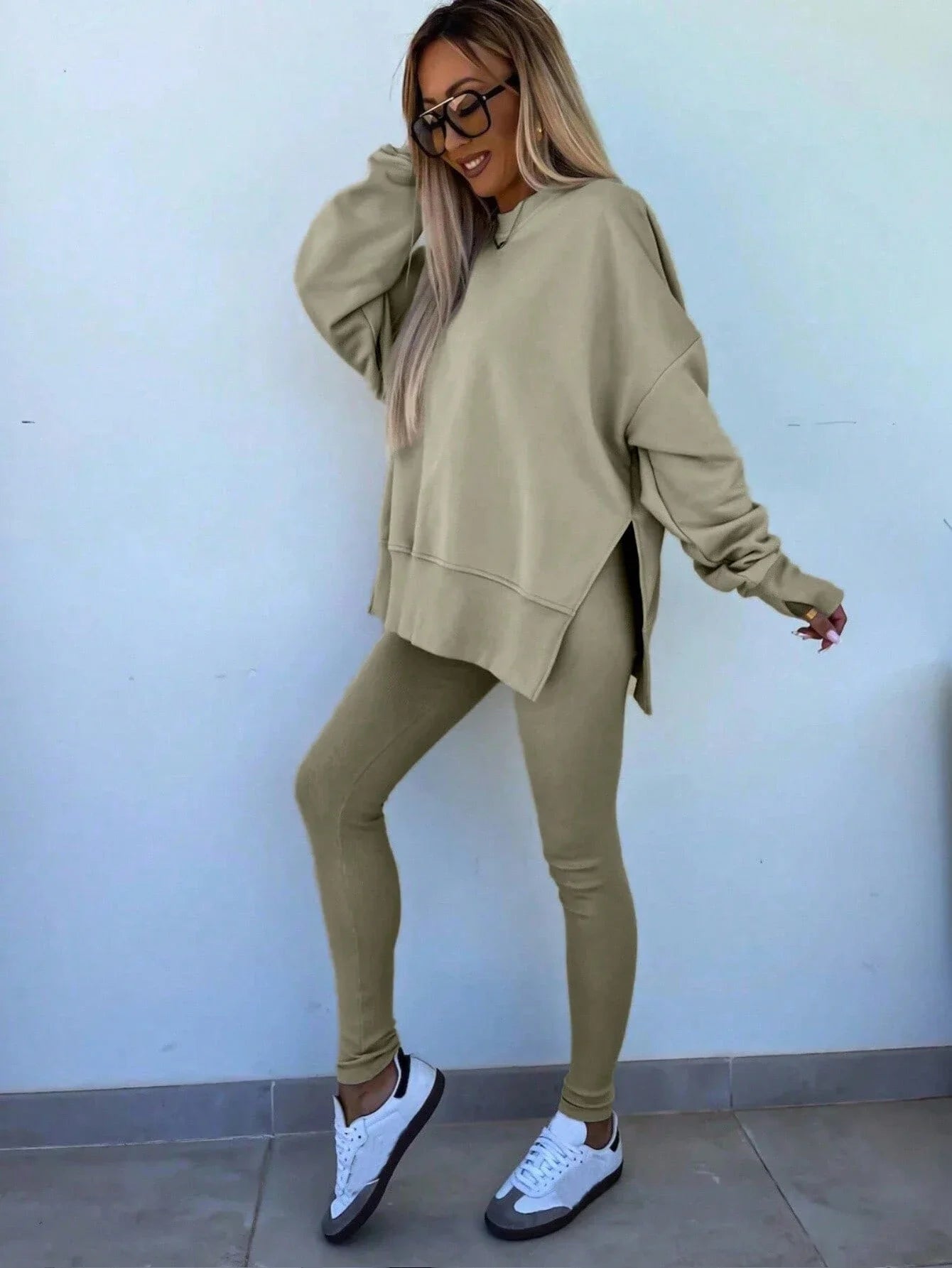 Women 2 Piece Set Casual Loose Sweatshirt And Skinny Pants Fall Outfit
