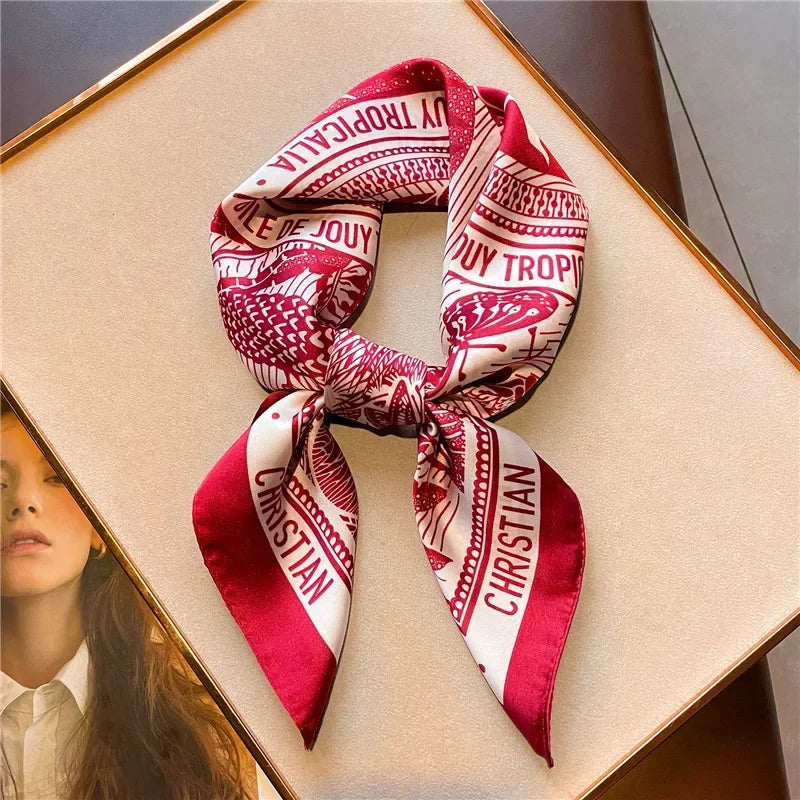 Soft Satin Hair Scarves Fashion Square Printed Headscarf