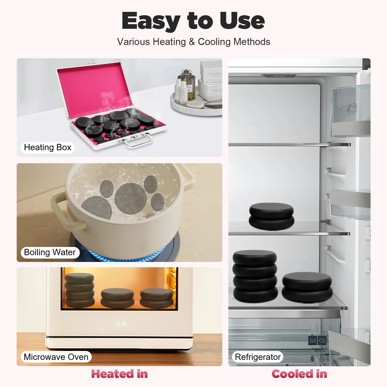 Professional Hot Stone Massage Kit with Heater, 20pcs Natural Volcanic Basalt Stones
