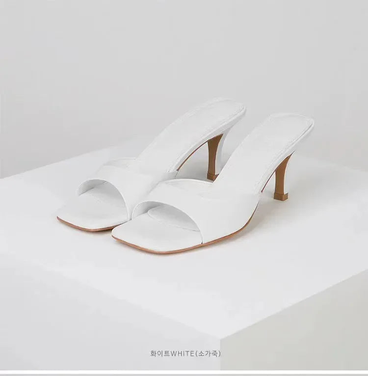 Women High Heel Sandals Summer New Fashion Square Toe Open Toe