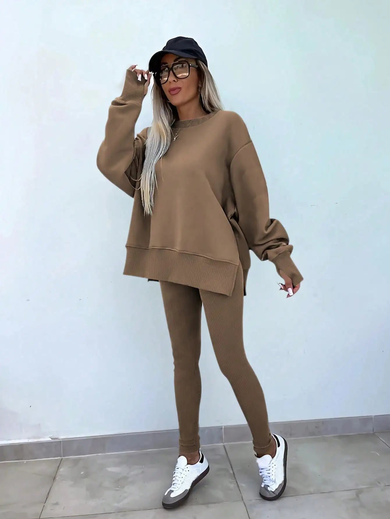 Women 2 Piece Set Casual Loose Sweatshirt And Skinny Pants Fall Outfit