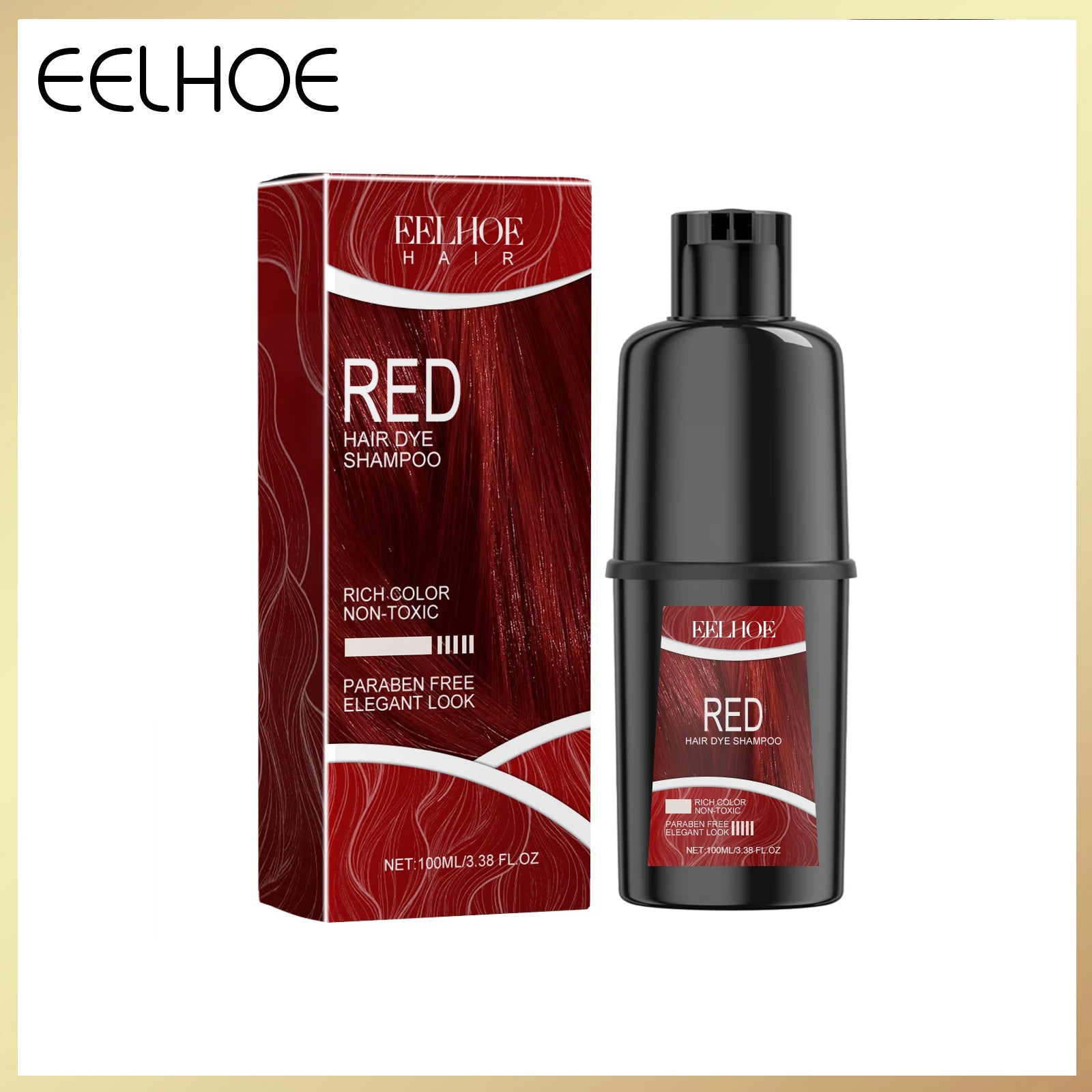 100ml Red Hair Color Shampoo Herbal Extracts Nourishing Care Long-Lasting Color Gentle Healthy Dyeing for All Hair Types