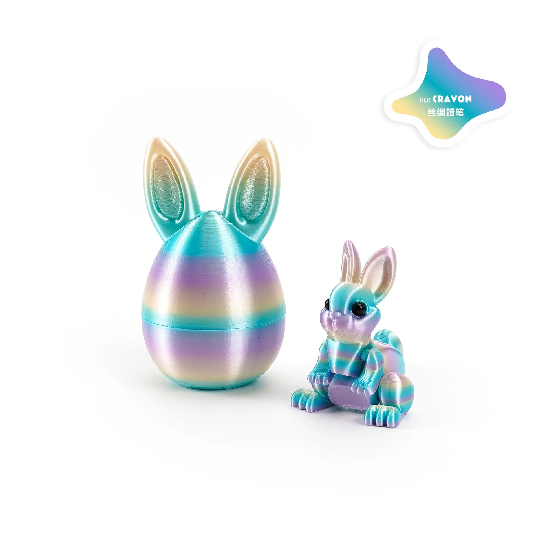 3D Printed Rabbit Eggs Ornament Animal Model Easter Rabbit Home Desktop Ornament Happy Easter Gift for Kids