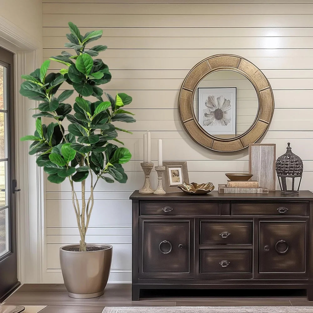 Artificial Tree Faux Fiddle Leaf Fig Tree 4/5/6ft Tall Ficus Tree Artificial