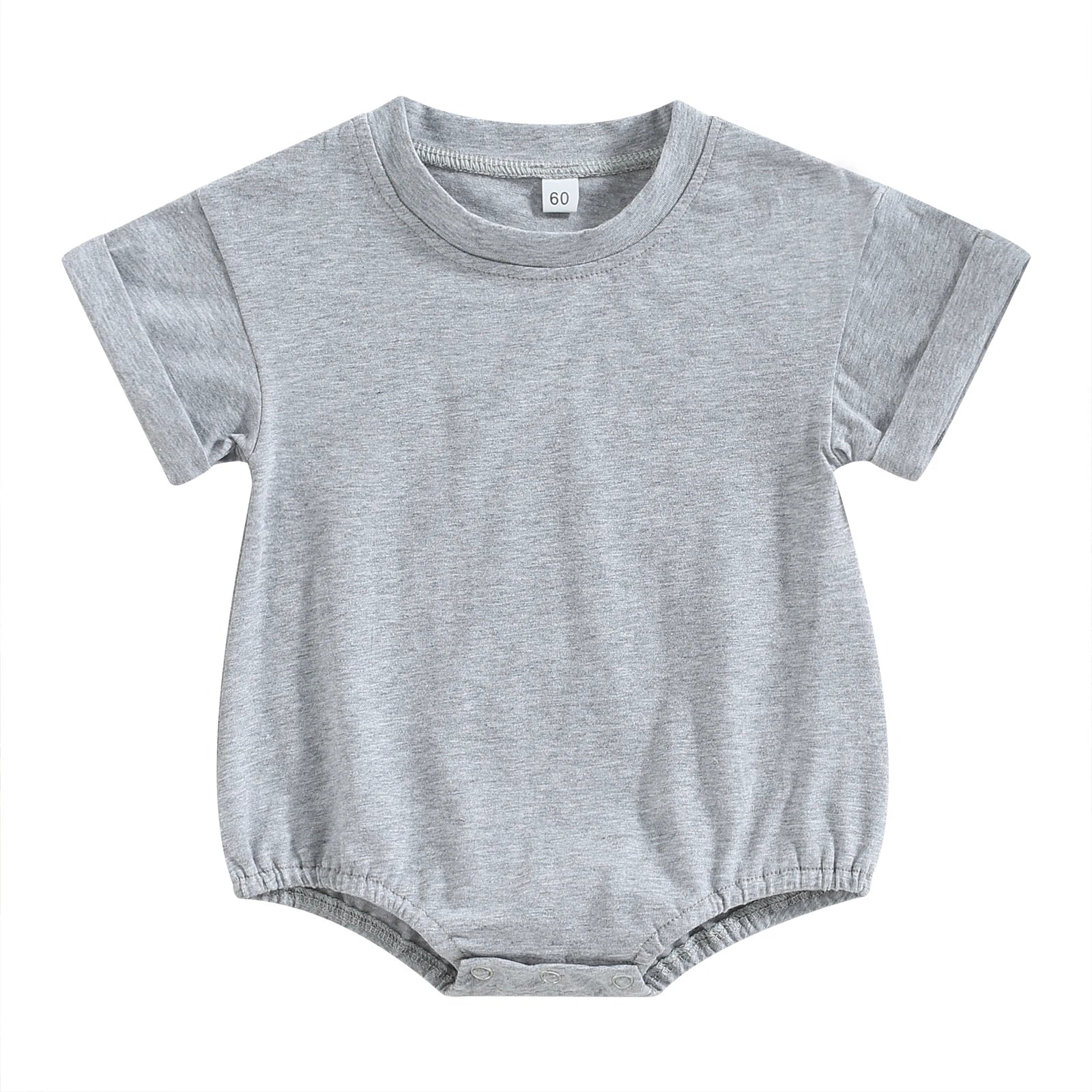 Boys Girls Bodysuit Short Sleeve Solid Color Jumpsuit Solid Casual Clothes