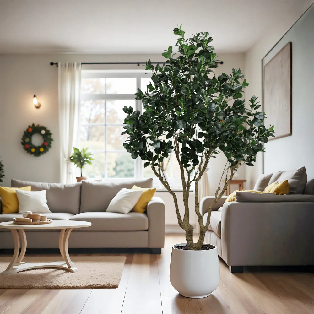 7.2FT  Artificial Silk Tree Large Faux Greenery Plant with Lifelike Leaves