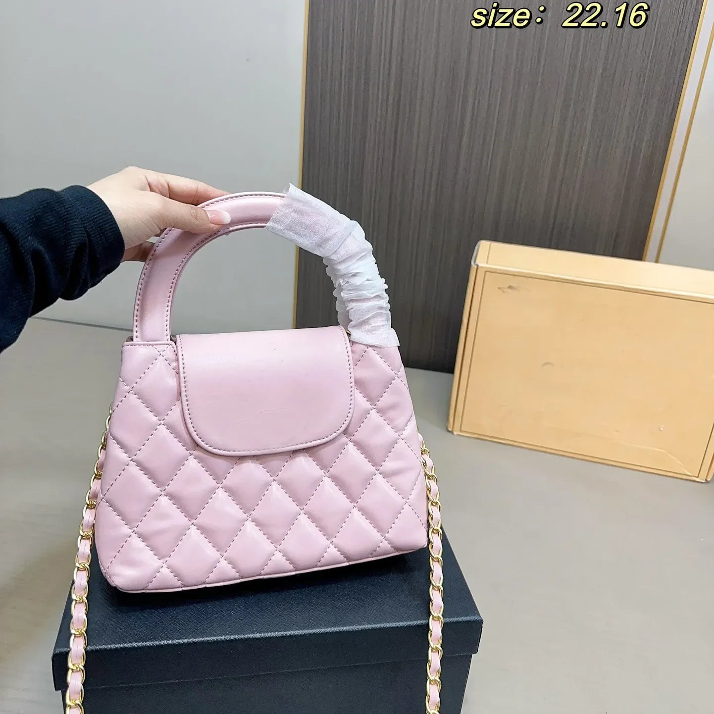 Veal k Leather Designer  Shoulder Bag Leather Ribbed Gold Hardware Metal Turn Lock