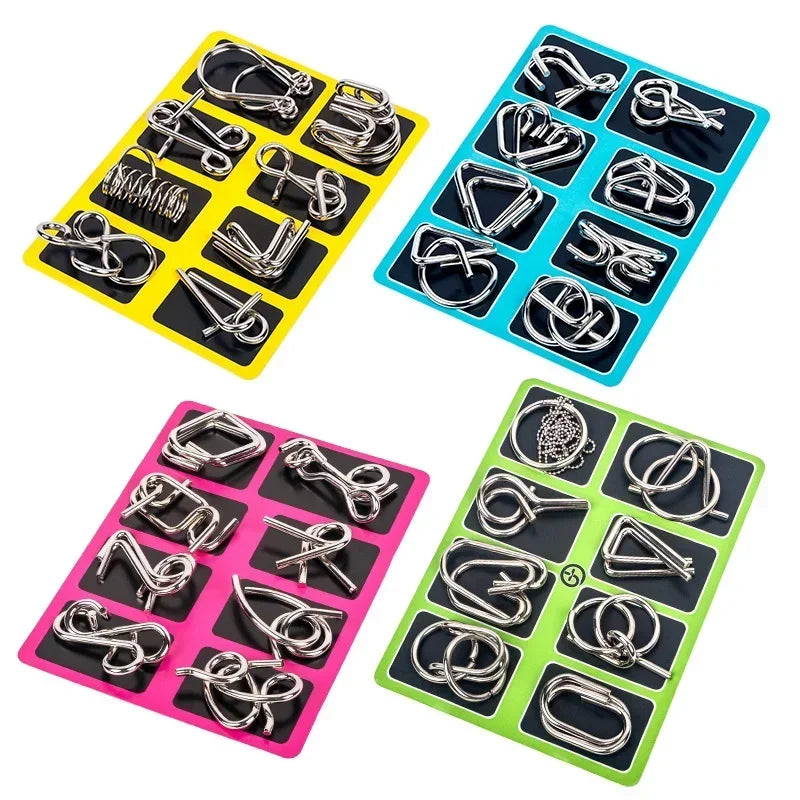 8Pcs/Set Metal Montessori Puzzle Wire Mind Brain Teaser Puzzles Children Adults Interactive Game Reliever Educational Toy