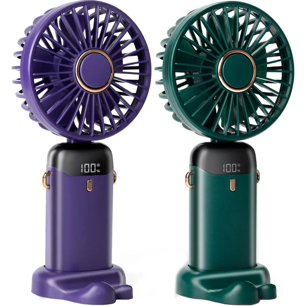 Upgraded Portable Handheld Fan 3200mAh 12H Battery Life 5 Speed Foldable with Stand Mini Fan