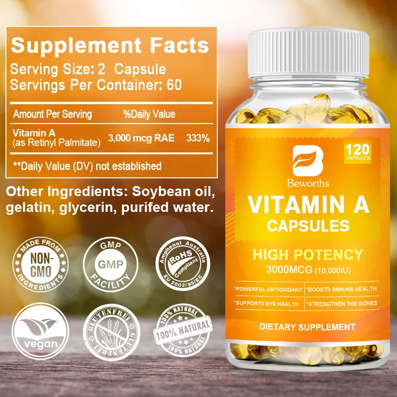Vitamin A Capsules Effectively Antioxidant Skin Care Enhances Immunity and Supports Eye and Bone Health